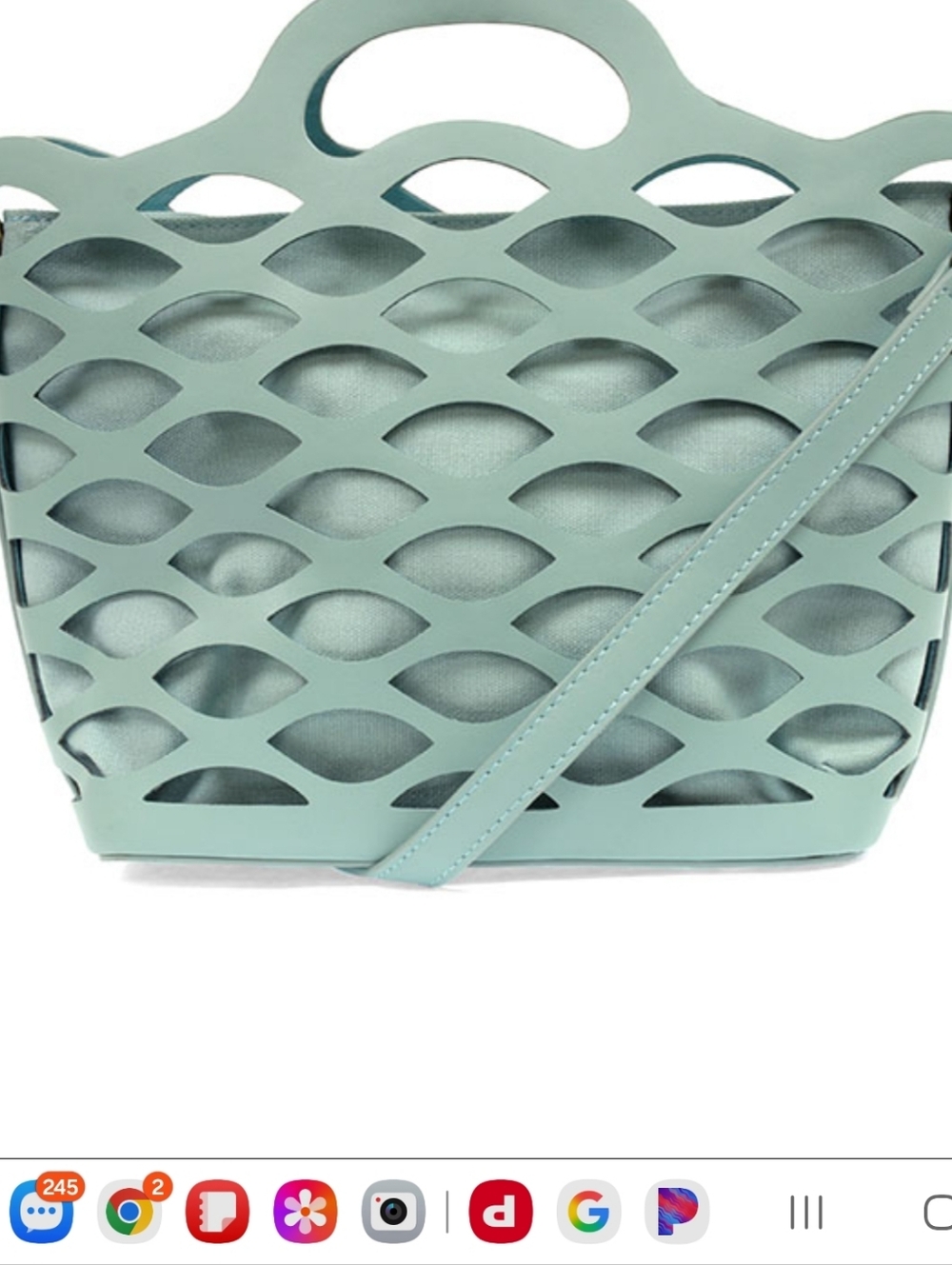 Joy Susan Mint Green Laser-Cut Crossbody Bag